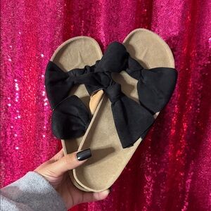 Women’s Black Bow Slide Sandals